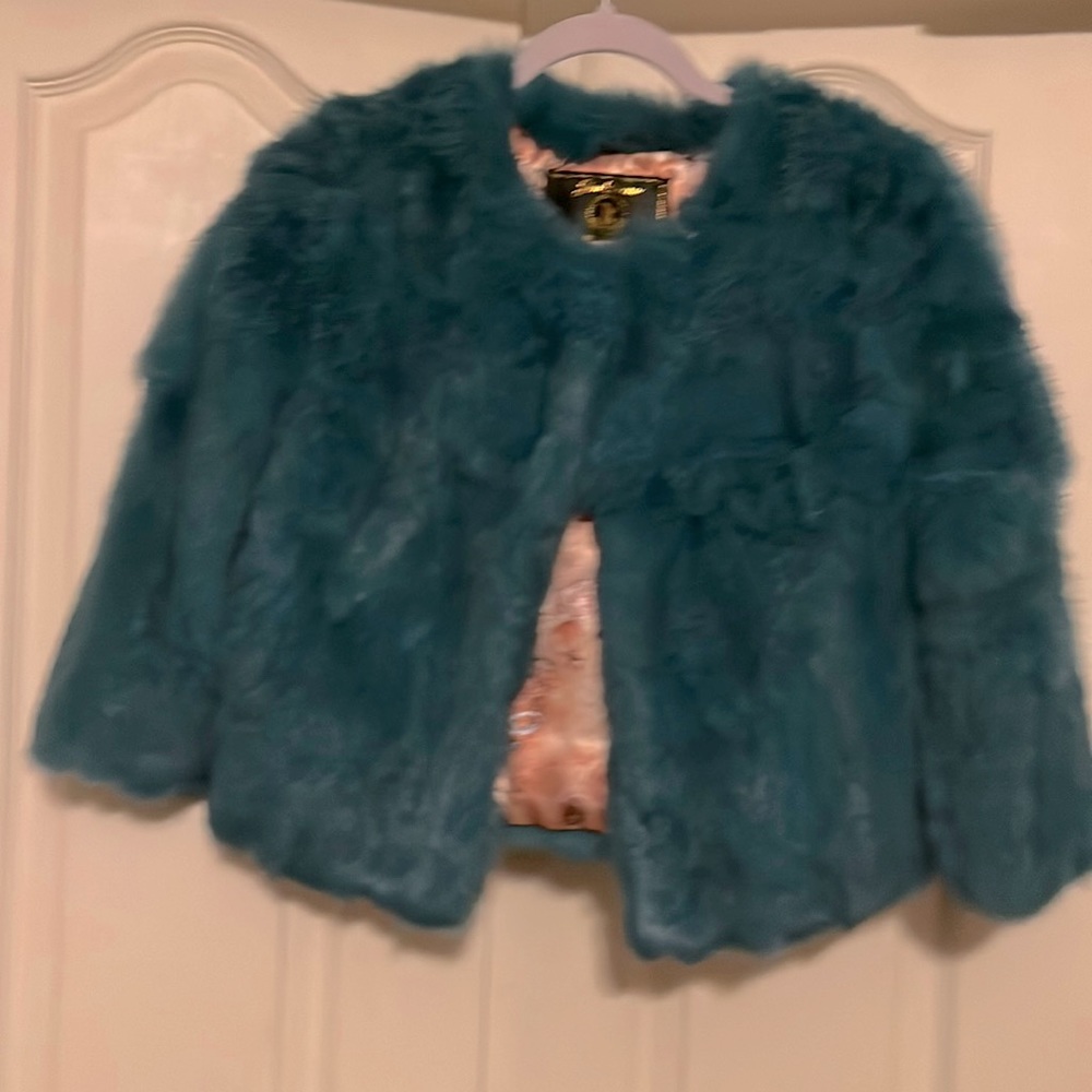 Green Rabbit Fur Coat. Small